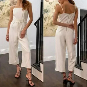 Lace Up Waist Square Neck Wide Leg Jumpsuit